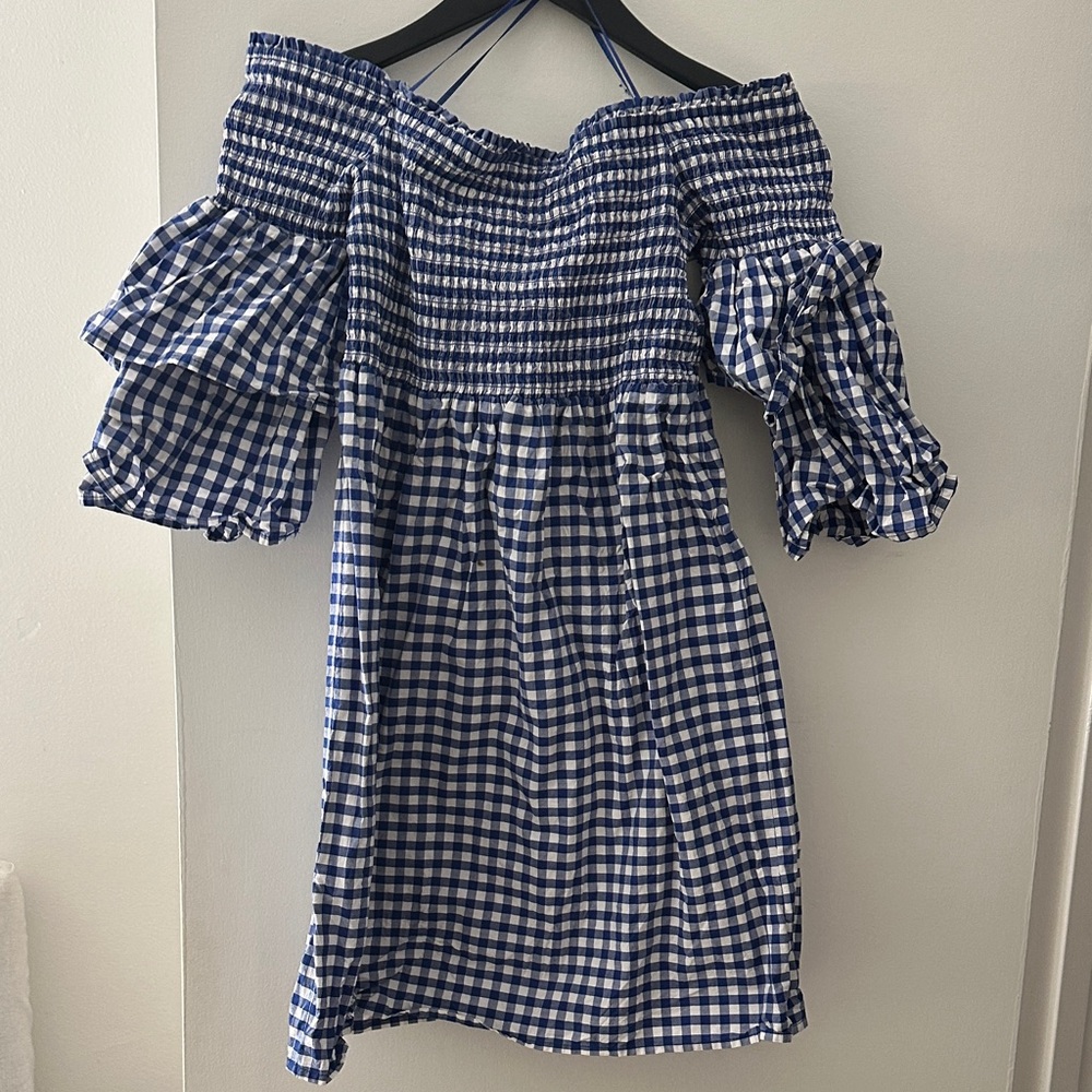 Cupio Blue and White Smocked Gingham dress